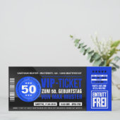 VIP-TICKET Einladungskarten (blau) (Stehend Vorderseite)