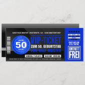 VIP-TICKET Einladungskarten (blau) (Vorne/Hinten)