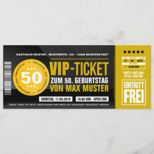 VIP-TICKET Einladungskarten (ocker-orange)