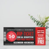 VIP-TICKET Einladungskarten (rot) (Stehend Vorderseite)