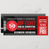 VIP-TICKET Einladungskarten (rot) (Vorne/Hinten)