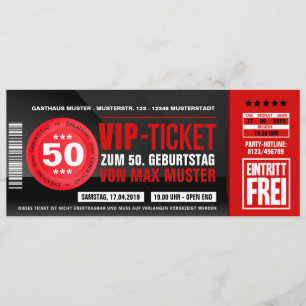 VIP-TICKET Einladungskarten (rot)