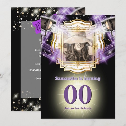 VIP Ticket Foto Hollywood Lights Filmstar Einladung (Vorne/Hinten)