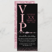 VIP-Ticket für den Glitzer Schwarz/Rosa Einladung (Vorne/Hinten)