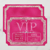 VIP-Ticket für Hot Pink Glitzer & Diamonds Einladung (Vorne/Hinten)