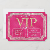 VIP-Ticket für Hot Pink & Gold Glitzer Einladung (Vorderseite)