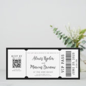 VIP Ticket Schwarz-Weiß-Hochzeit Einladung (Stehend Vorderseite)
