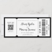 VIP Ticket Schwarz-Weiß-Hochzeit Einladung (Vorderseite)
