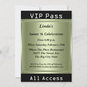 VIP-Ticket Sweet 16 Geburtstagsfeier Einladung