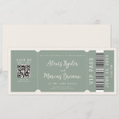 VIP Ticket Trendy Sage Wedding Einladung (Vorne/Hinten)