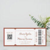 VIP Ticket Trendy Terracotta Hochzeit Einladung (Stehend Vorderseite)