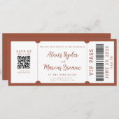 VIP Ticket Trendy Terracotta Hochzeit Einladung (Vorne/Hinten)