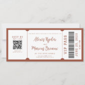 VIP Ticket Trendy Terracotta Hochzeit Einladung (Vorderseite)