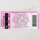 VIP-Ticket zum Geburtstag (hellrosa) Einladung (Vorne/Hinten)