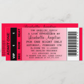 VIP-Ticket zum Geburtstag (Hot Pink) Einladung (Vorne/Hinten)