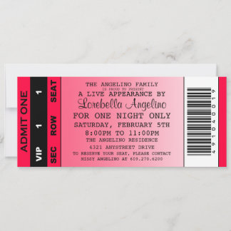 VIP-Ticket zum Geburtstag (Hot Pink) Einladung
