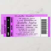 VIP-Ticket zum Geburtstag (Lila) Einladung (Vorne/Hinten)