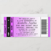 VIP-Ticket zum Geburtstag (Lila) Einladung (Vorderseite)