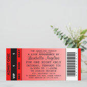 VIP-Ticket zum Geburtstag (Rot) Einladung (Stehend Vorderseite)