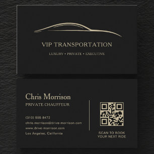 VIP-Transport-QR-Code Schwarz & Gold Visitenkarte