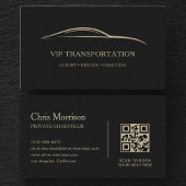 VIP Transportation QR Code Black & Gold Visitenkarte