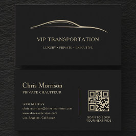 VIP Transportation QR Code Black & Gold Visitenkarte