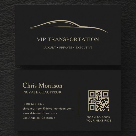 VIP Transportation QR Code Black & Gold Visitenkarte