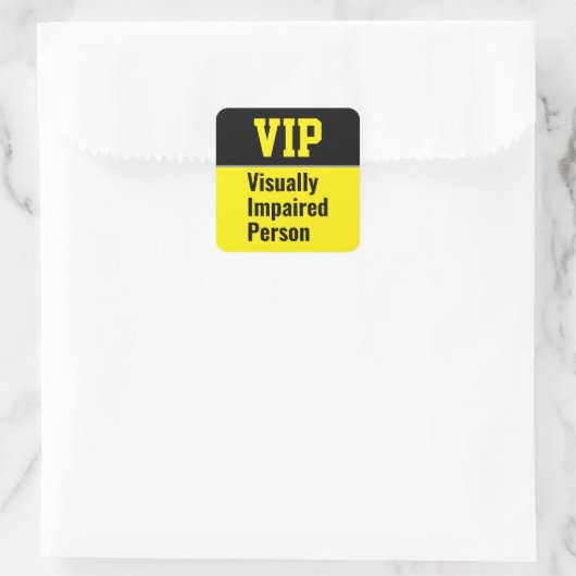 VIP Visually Impaired Person Quadratischer Aufkleber (Tasche)