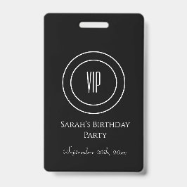 VIP-Zugang für Geburtstagsparty mit schwarzem und  Ausweis