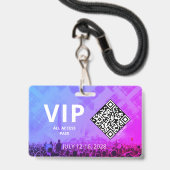 VIP-Zugangs-Pass QR-Code Event Horizontal Ausweis (Vorderseite mit Lanyard)