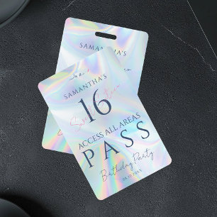 VIP-Zugangspass 16. Geburtstag Holografisch Ausweis