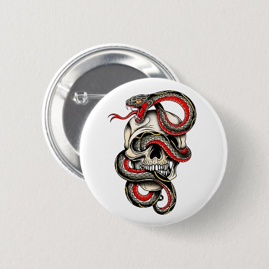 Viper Skull Tattoo Design Button (Vorne & Hinten)