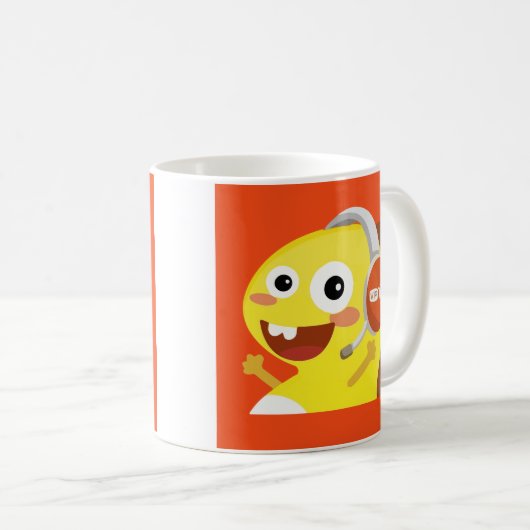 VIPKID Lehrer-Kopfhörer-Dino-Tasse Kaffeetasse (VorderseiteRechts)