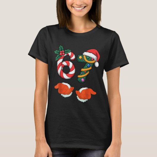 Viral 67 Candy Canes Christmas Tree With Hand Holi T-Shirt (Vorderseite)
