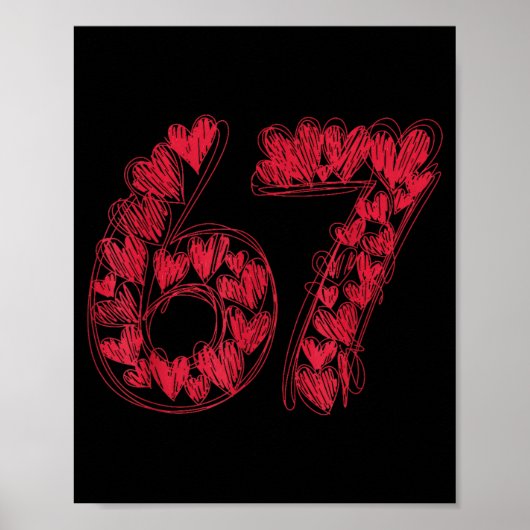Viral 67 Hand-drawn Hearts Valentine's Day Cute Te Poster (Vorne)