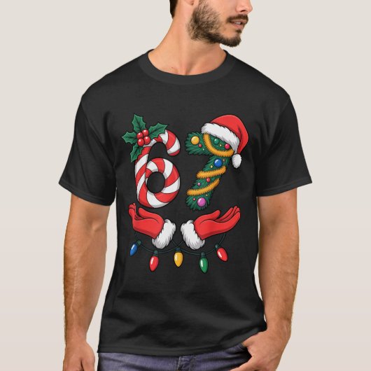 Viral 67 Hands Gesture Candy Canes Santa Holiday K T-Shirt (Vorderseite)