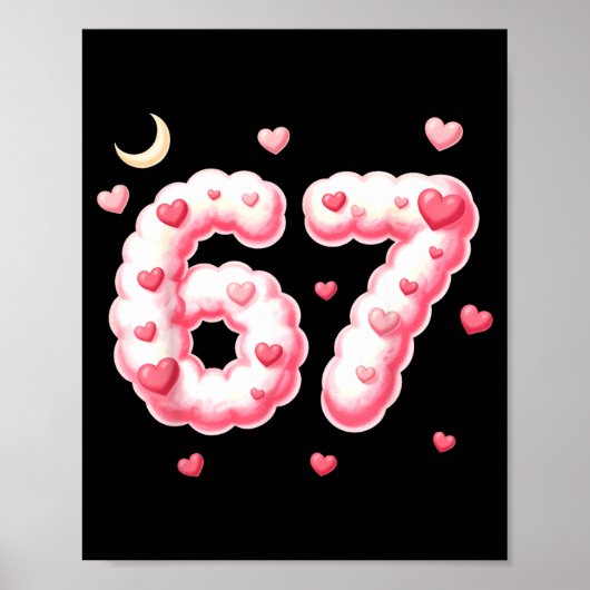Viral 67 Kawaii Hearts Valentine's Day Girls Humor Poster (Vorne)