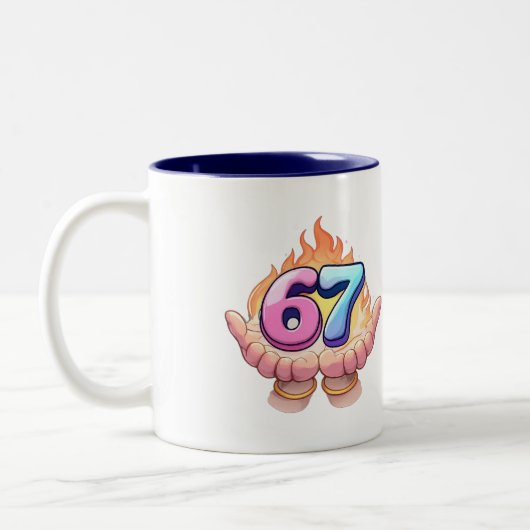 Viral 67 Meme Fire Hands Graphic Trendy Kids Mug Zweifarbige Tasse (Links)