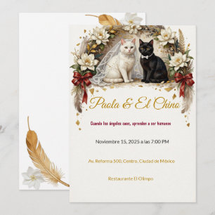 Virale gefallene Engel-Katzenhochzeit Einladung