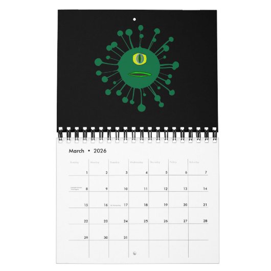 Virale One Mit Augen Monster Bug Kalender (Mär 2026)