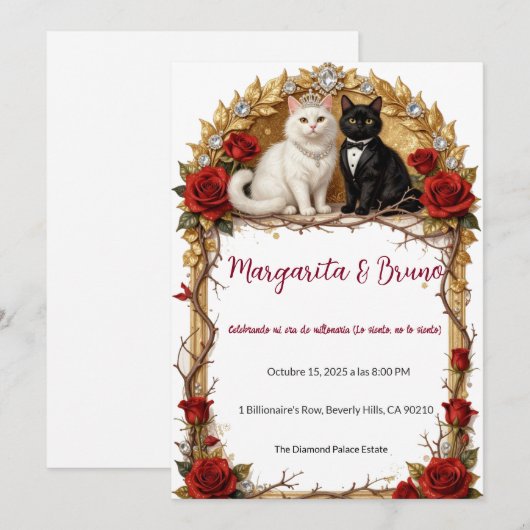 Virale Rache Katzenhochzeit Einladung (Vorne/Hinten)