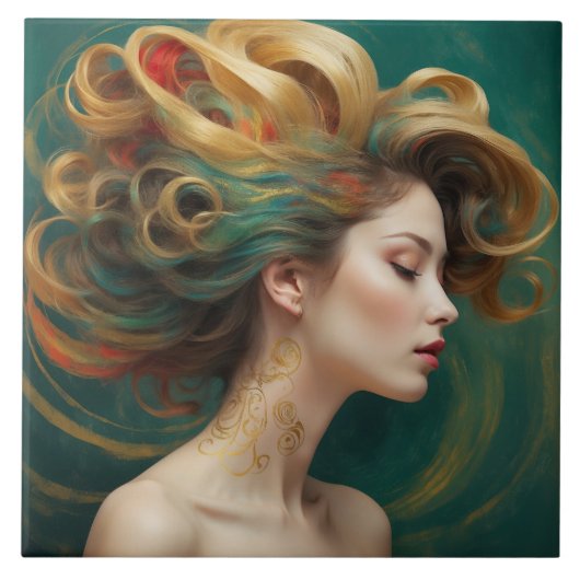 "Virelle" - Opulenz in Smaragdwachen Fliese (Vorderseite)