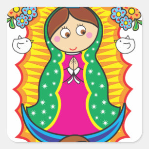 VIRGEN DE GUADALUPE CARICATURA 01 ZOLLBARER PRO QUADRATISCHER AUFKLEBER