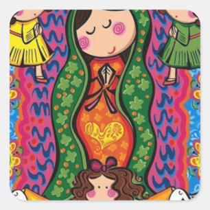VIRGEN DE GUADALUPE CARICATURA 05 ZOLLBARER PRO QUADRATISCHER AUFKLEBER
