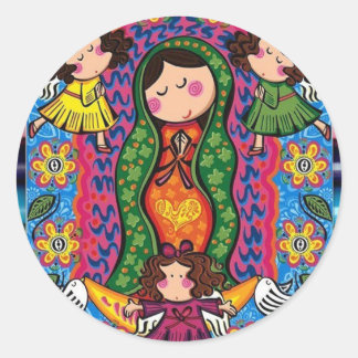 VIRGEN DE GUADALUPE CARICATURA 05 ZOLLBARER PRO RUNDER AUFKLEBER