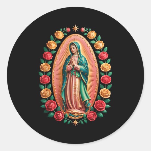 Virgen De Guadalupe Saint Mary Christian Religious Runder Aufkleber (Vorderseite)
