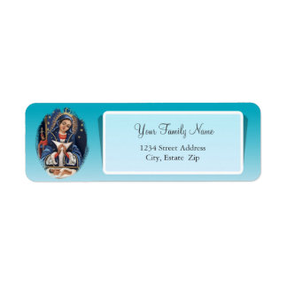 Virgen de la Altagracia Blue Return Address Label