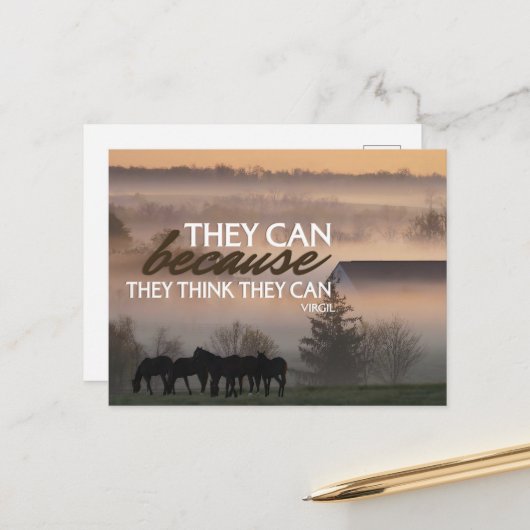 Virgil Inspiration Zitat "Sie können" Postkarte (Vorderseite/Rückseite Beispiel)