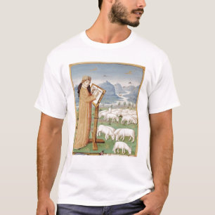 Virgil Schreiben auf einem Gebiet der Schafe und T-Shirt