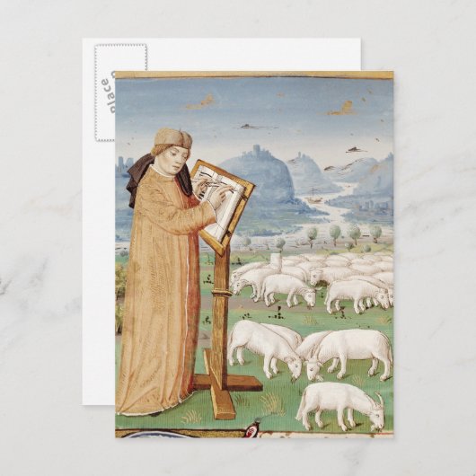 Virgil Writing in a Field of Sheep and Goats Postkarte (Vorne/Hinten)